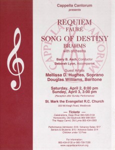 MasterWorks Chorus, Faure Requiem & Brahms Song of Desitiny, April 2 & 3, 2005