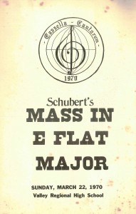 Schubert Mass in E flat major, March 22, 1970 program cover