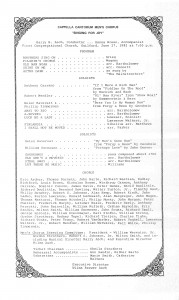 Men's Chorus 1983, June 27, 1983, program